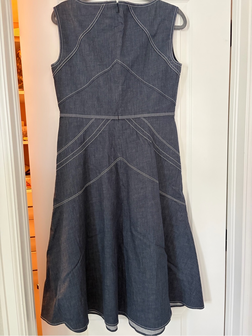 Lafayette 148 New York Dark Blue Denim Sleeveless Midi Dress